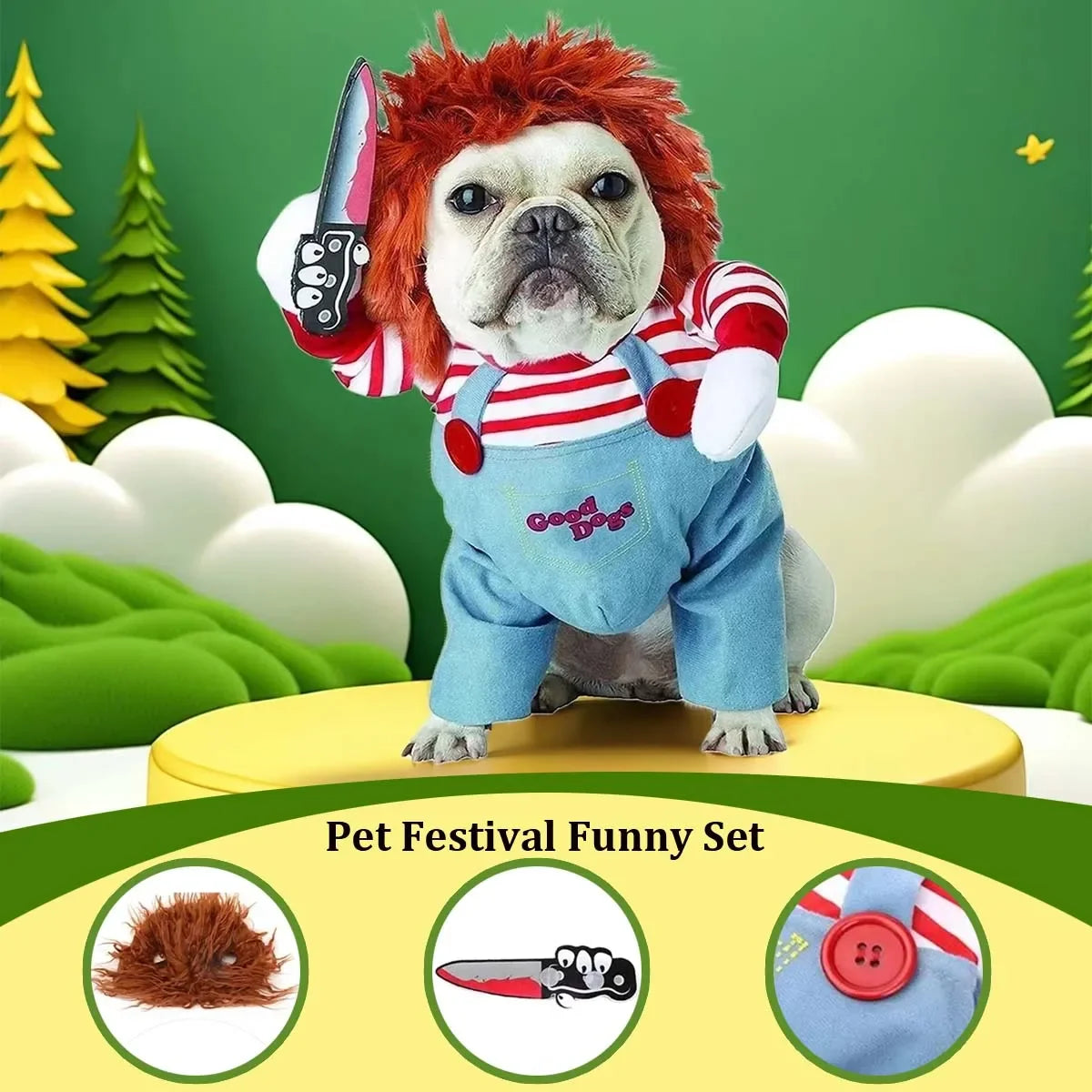 Pet Festival Funny Set Halloween Cat Dog Costumes Novelty Adjustable Pet Cosplay Clothes For Cats Medium Large Dogs Bulldog Pug